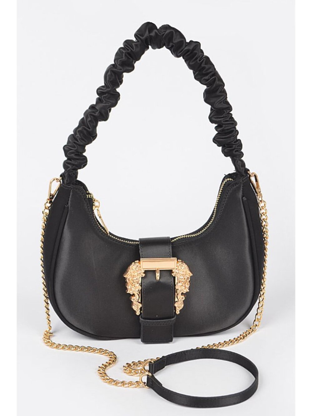 BNWT Brand New Novelty Buckle Crinkle Satin Convertible Shoulder Bag